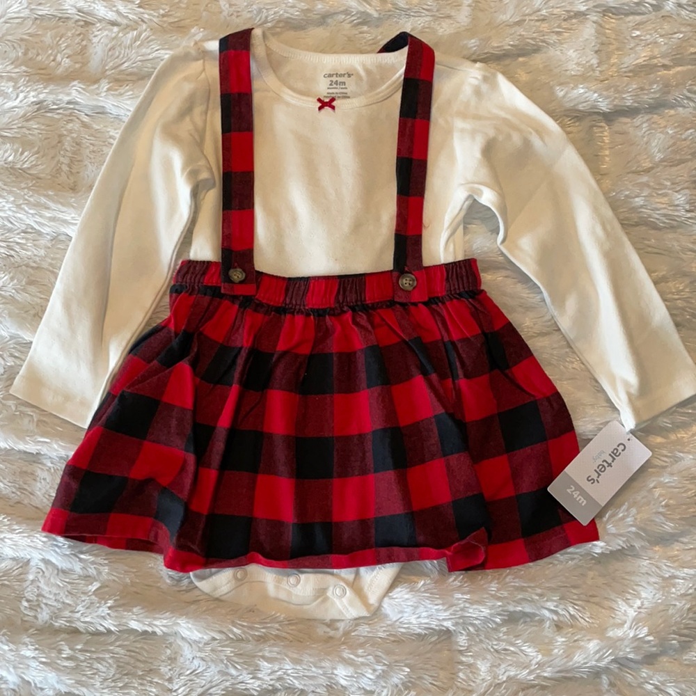NWT Carter’s Flannel Plaid Dress with Bodysuit 24 Months